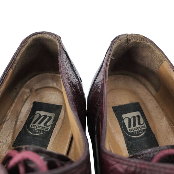 Vintage Mauri Burgundy Alligator Ostrich Exotic Dress Shoes 11.5M Derby Oxfords - Picture 7 of 15